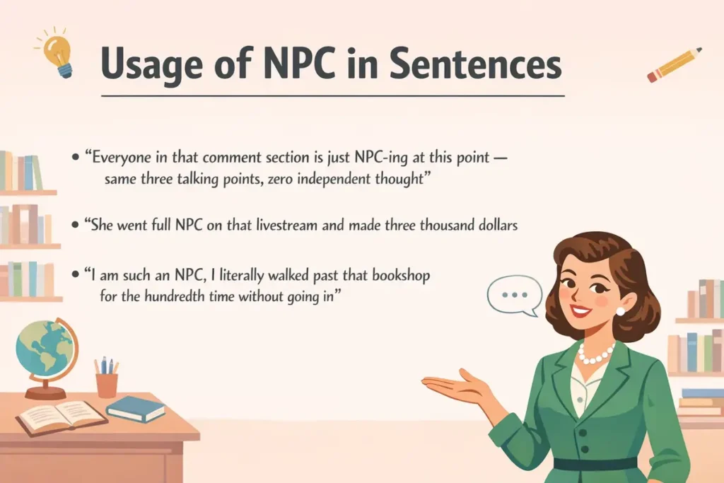 usage of npc in daily use sentences